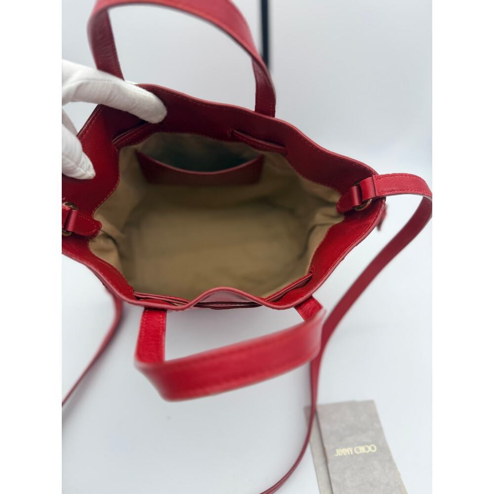 Authentic Jimmy Choo Barra Bucket/Tote | Red Nappa Leather - Picture 5 of 16